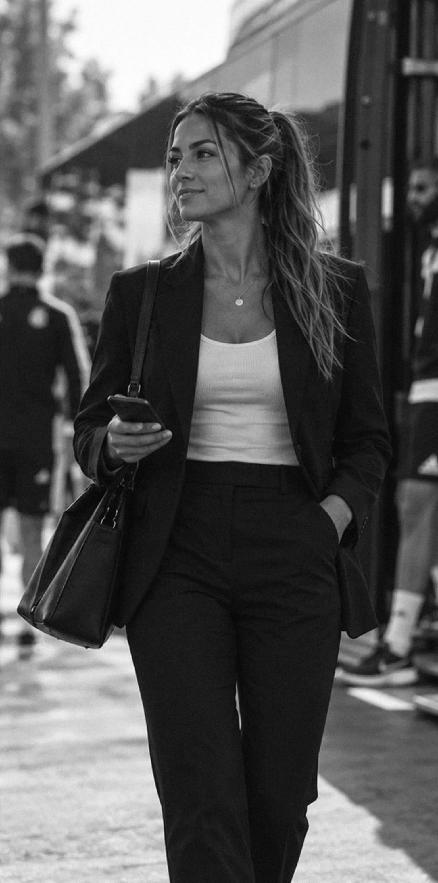 Editorial portrait of a professional arriving at a sporting venue