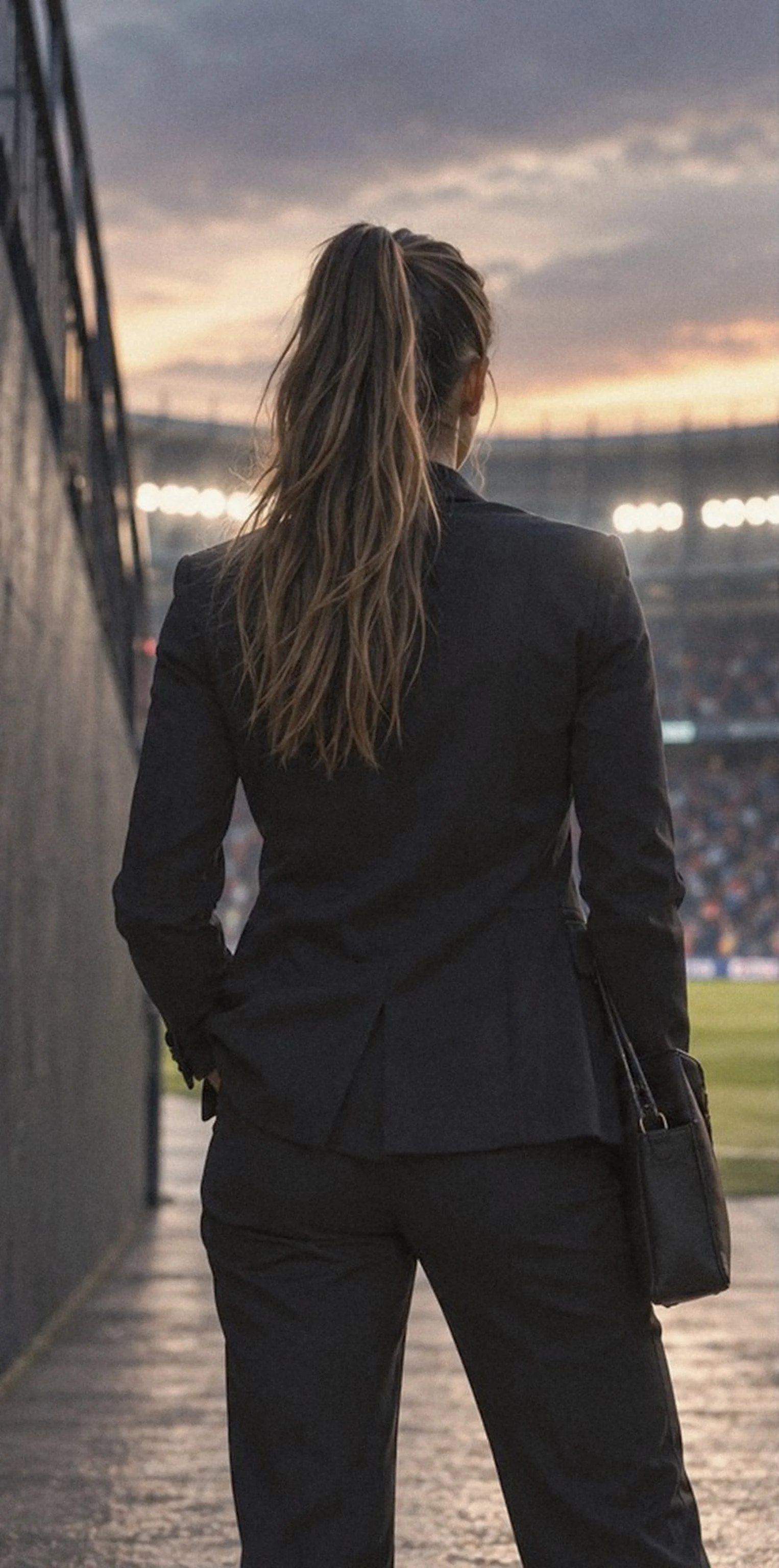 Editorial view of a sports representative overlooking a football stadium